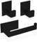 ECENCE 1x Toilettenpapierhalter + 2X Handtuchhaken ohne Bohren, Badezimmerset selbstklebend Schwarz Badezimmeraccessoires - aus rostfreiem Edelstahl 304, Handtuchhalter + Klorollenhalter