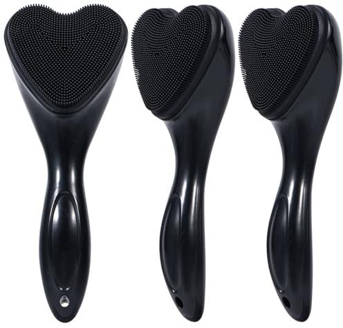 Yebeauty 3Stück Silikon Gesichtsreiniger, Wasserdichte Gesichtsreinigung Bürste, Weiche Peeling Gesicht Waschen Bürste, Mitesser für Die Porentiefe Reinigung, Entfernt Tote & Trockene Haut, Schwarz
