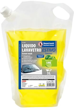 Lampa 38057 Liquido Lavavetri Auto Estivo per tergicristalli, Non Lascia Aloni, Antimoscerini, Pronto all'Uso, Profumo Lime, 3 Litri
