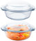 LDXDRU 2 Pack 0.7L / 24oz Small Casserole Dish with Lid, 16cm Round Glass Oven Dish, Individual Glass Casserole Oven Proof Baking Dish for Food Baking Cooking Serving