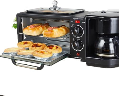 Pizza oven coffee machine, 9L 3 in 1 Breakfast Machine, Multifunctional Kitchen Appliances Small Non Stick, for Apartments Kitchenettes home make Sandwich Sausages Egg tart coffee