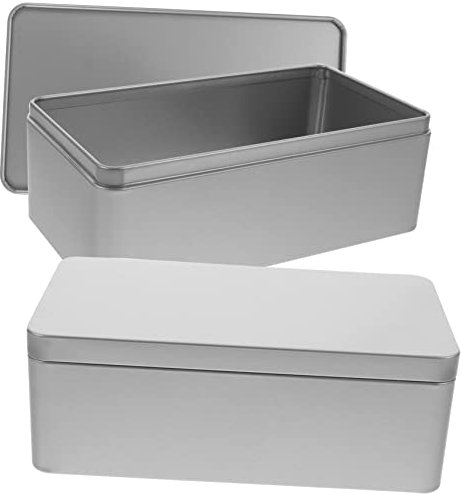 Amosfun 2pezzi Scatola Di Latta Rettangolare Contenitori Per Tè Foglie Sfuse Coperchio Sigillante Per Conservazione Di Alimenti in Cucina Argento