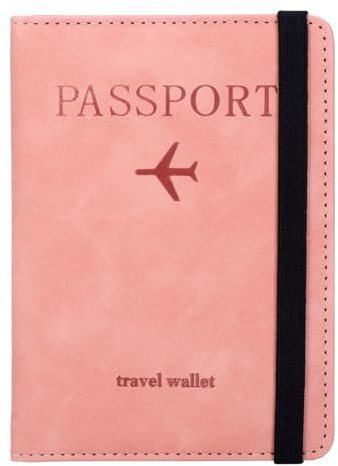 Coptiner Reisepasshülle mit RFID-Blocker Tragbare Reisepass Tasche PU Leder Passport Cover Ausweistasche Kreditkarten Schutzhülle Reise Dokumente Travel Organizer Wallet Reisezubehör (Rosa)