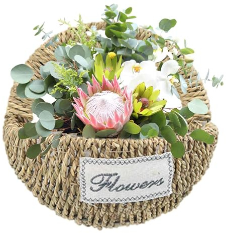 Rattan-Blumen-Wandkorb, Korb-Rattan-Blumenkorb,Pflanzkörbe Innenkörbe mit Griffen - Dekorativer Wandkorb im Herz-Design, Blumenkorb für Zuhause, Garten,