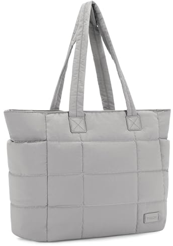VASCHY Bolso Mujer Acolchado Grande Tote para Viaje y Shopper, Bandolera con Asa de Hombro y Mano, Playa en Verano, Ordenador Portátil para Trabajo y Universidad