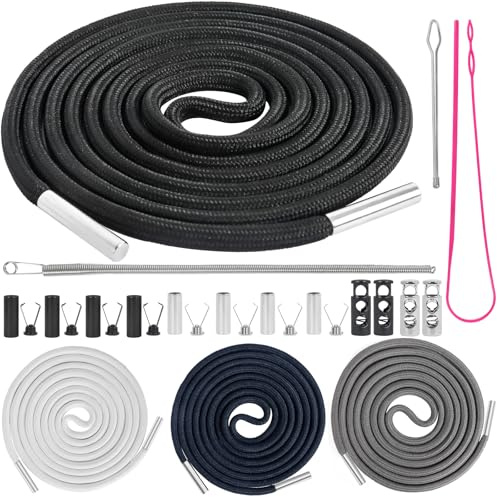 Kordel für Jogginghose-160CM, 4 Stück Band für Jogginghose, Kordel Hosenbund mit Durchziehnadel und kordelstopper,Kordel für hosenbund,Jogginggürtel für Kapuzenpullis, Hosen, Schuhe(18 Stück)