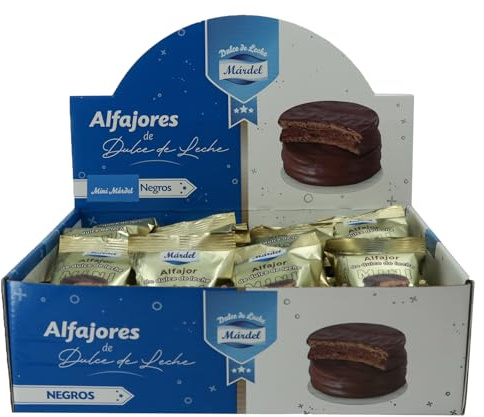 Alfajores Mardel – Caja de 36 Mini Alfajores con Dulce de Leche (22 g c/u) | Bañados en Chocolate Negro By Universabor | Delicias Argentinas Gourmet | Bocaditos Individuales para Regalar o Compartir