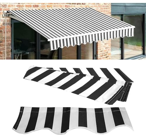 Generico Telo per Tende da Sole Ricambio, Tessuto di Ricambio, Impermeabile, Resistente ai Raggi UV, Copertura avvolgibile in Tessuto per terrazza, Balcone, Cortile(330x250cm)