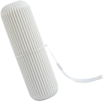 TOVINANNA Organisateur Portable pour Brosse à Dents et Dentifrice en Plastique, Gobelet Compact et Pratique pour Déplacement et Maison, Couleur Beige