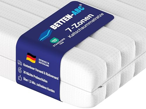 Betten-ABC - Matratze (KSP-500) - 160x200 cm (H3) - 7-Zonen Matratze aus Kaltschaum - Hypoallergen & Antibakteriell - Oeko-TEX® Zertifiziert - Bezug abnehmbar & waschbar - Lieferung per Paket