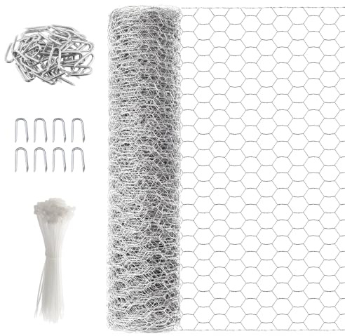 garden mile® Maschendraht, verzinkt, PVC-beschichtet, für Kaninchen, Tierzaun, Stahl, Gartendraht, Maschendraht, Begrenzungszaun, Schädlingsbekämpfung (5 m x 0,9 m x 25 mm – verzinkt)