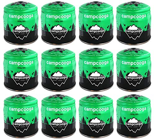 campcooga 12x Stechkartusche 190g Butangas für Kocher, Lampen, Bunsenbrenner... (12x 190g Stechkartusche)