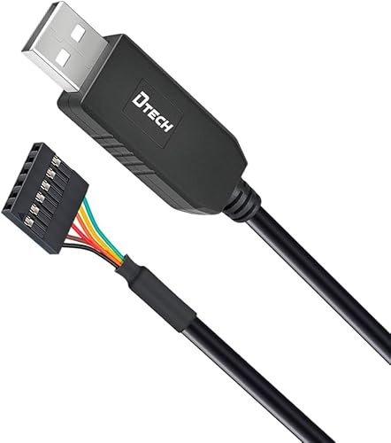 DTECH FTDI USB zu TTL Seriell Adapter 5V UART Kabel 6 Pin 1,8 m | Buchse Header FT232RL Chip Datenkabel für Windows 10 8 7 Linux MAC OS (1,8 m, Schwarz)