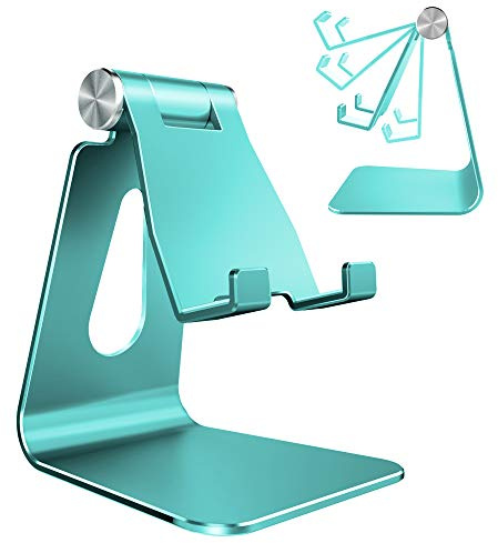 Lucrave Verstellbarer Handy-Ständer, Handy-Ständer, Halterung, Dockingstation, Aluminium-Schreibtischständer, kompatibel mit Telefon 13, 12, 11, Xs Max 8, 7, 6, alle Handys, Minzgrün Reen