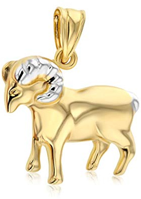 GOLDANHÄNGER WIDDER 585ER GELB- WEISSGOLD 14 KARAT KETTENANHÄNGER STERNZEICHEN 8025