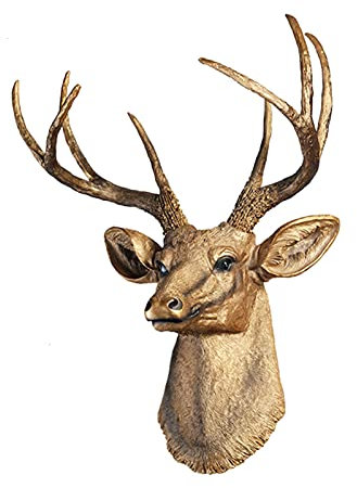 Daoyuan Harz Hirschkopf Wandhalterung,Faux Präparatoren Tierkopf Wand Dekor Kunst,Hirschkopf Wandbehang Faux Hirschkopf Wandskulpturen,für Wohnzimmer,Schlafzimmer,Hotel Handgemachtes Bauernhaus Dekor
