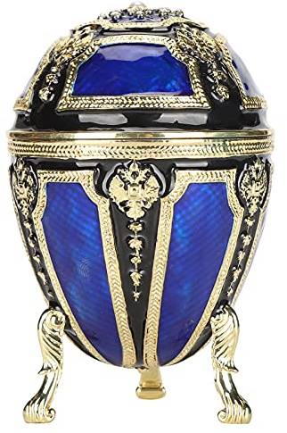 Tyenaza Ei Schmuckkästchen, Ring Ei Schmuckkästchen, vergoldetes künstliches Osterei handbemalt emailliertes Faberge Ei Schmuckkästchen oder Halskette Armband Schmuckstück