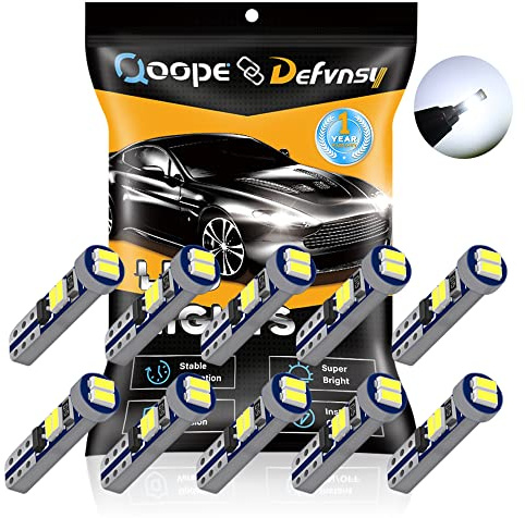 Defvnsy 10pcs Bianco Brillante T5 W3W 74 286 70 2721 W1.2W Led Cuneo Cruscotto Lampade 12 V Auto Luci Interne Lampadina Indicatore di Avvertimento Strumento