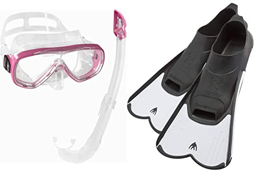 Cressi Unisex-Erwachsene Onda Mare Schnorchelset Tauchset Taucherbrille, Transparent/Rosa, Einheitsgröße &, Unisex Schwimm Flossen Light - Made in Italy, Weiß, Gr. 39/40 EU