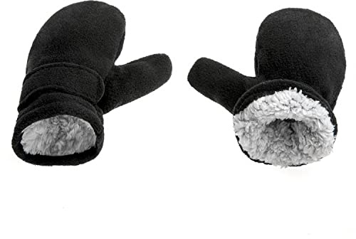 Kids Winter Thermal Mittens Toddler Polar Fleece Thick Warm Soft Cotton Wool Lined Windproof Snow Ski Mittens with Adjustable Wrist Strap for Boys Girls Outdoor Activities Age 4-7