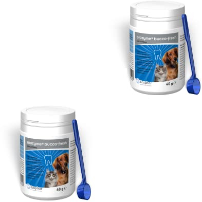Orozyme Bucco-Fresh Plaque Off | Doppelpack | 2 x 40 g | Ergänzungsfuttermittel für Hunde und Katzen | Kann zur Unterstützung der Zahnpflege und Maulhygiene eingesetzt werden
