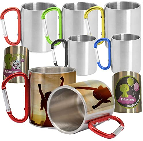 BrolloGroup 1 Tazza in Alluminio con Moschettone 230 ml Personalizzabile Foto Dediche Tazze Personalizzata Scegli il colore del Manico PS 00530