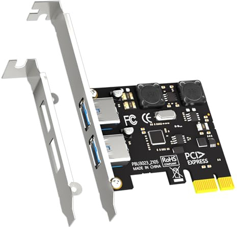 GLOTREND U3023 Scheda di espansione PCIe USB 2 porte, 2 porte USB-A (USB 3.2 Gen 1), compatibile con Windows e Linux (non compatibile con Mac OS)