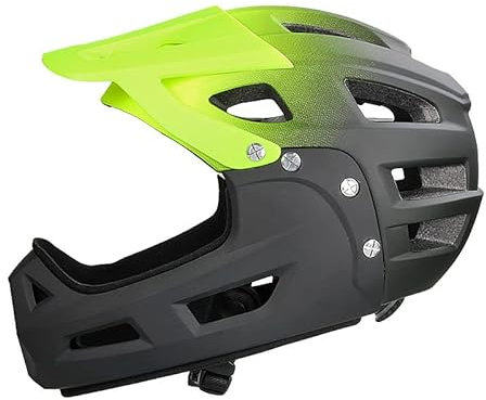 Lätt mountainbike-hjälm med helansikte, cykelhjälm för vuxna med solskydd, cykelhjälm som andas med 18 ventilationsportar, cykelhjälm för män och kvinnor – gul