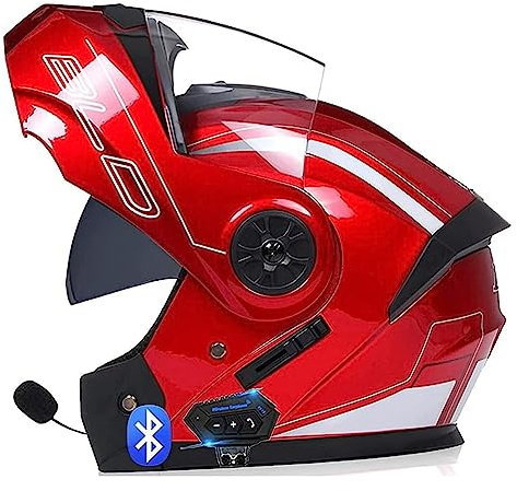 Adults Motorradhelm Klapphelm Mit Bluetooth Kopfhörer Motorrad Integrierter Sturzhelm Für Herren Und Damen ECE Genehmigt Flip Vollvisierhelm Motocross Helm 8,XL:61-62CM
