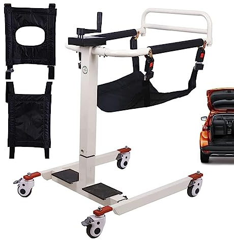 QJJML Patient Lift Transfer Chair w/Brake,Stahl Transport Rollstuhl Transfer Maschine tragbare Dusche Stuhl Bettseite Kommode für Behinderte ältere Menschen