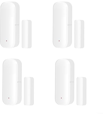 Paquete de 4 Sensores WiFi TUYA para Puerta - Alarma Inteligente Con Notificación, Control de Aplicación y Sensor Magnético de Contacto Abierto para Seguridad