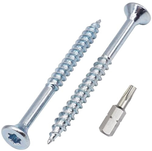 SKIR'CO (50 uds) Tornillos para madera de acero galvanizado 3,5 x 40 mm, Torx de cabeza avellanada, tornillos para aglomerado, parcialmente roscados