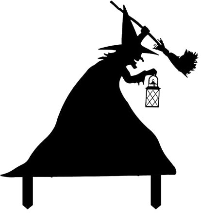 Metall Halloween Katze Kessel Gespenst dekorative Gartenpfähle für den Außenbereich Gartendekoration Halloween Silhouette Pfahl für Yards Gartendekoration Rasen Hundetürschilder (B 2 One Size)