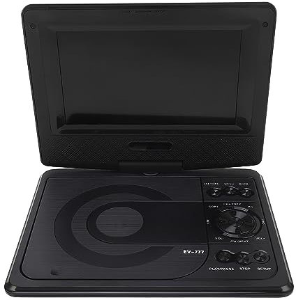 Lecteur Vidéo de Voyage en Voiture Batterie Rechargeable Mémoire de Point d'arrêt Lecteur DVD Portable 1080P Prise Casque 7 avec écran Pivotant pour la Maison pour la Voiture