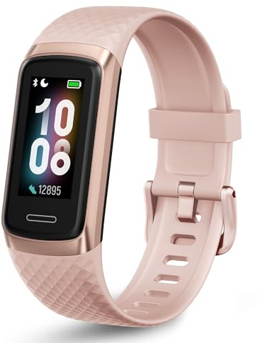 OCTANDRA Active 2 VeryFit Fitness Tracker Heart Rate SpO2 Blood Oxygen Saturation Sleep Monitor 1.05 Screen Activity Step Counter Pedometer IP68 Waterproof Smart Watches for Men Women (ID155) (Pink)