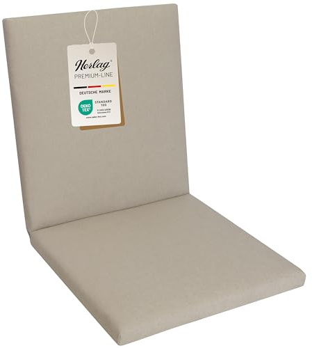 Herlag Sunny Niedriglehner-Auflage 103x50x4 cm | wetterfest & UV-beständig | wasserfest | waschbarer Bezug mit Reißverschluss | Gartenstuhl Auflage | Öko-Tex 100 | Natur