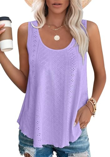 DUOEASE Damen Tank Top Ärmellose Oberteile Sommermode Locker Tunika Sommer Top(Violett,M)