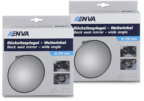 ENVA 2x Babyspiegel Rücksitzspiegel Weitwinkel Ø 175 mm Universal Baby Auto Spiegel für nach hinten gerichtete Kindersitze großer konvex Spiegel für Babys Sicherheitsspiegel Rückbank Weitwinkelspiegel