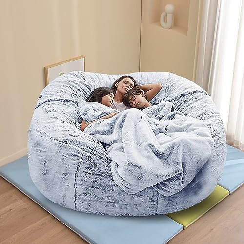 Luxuriöser Kunstfell-Sitzsack für Erwachsene, flauschiger Lounge-Sessel mit Raumdekoration, Wohnzimmer-Sitzsack (ohne Füllung)