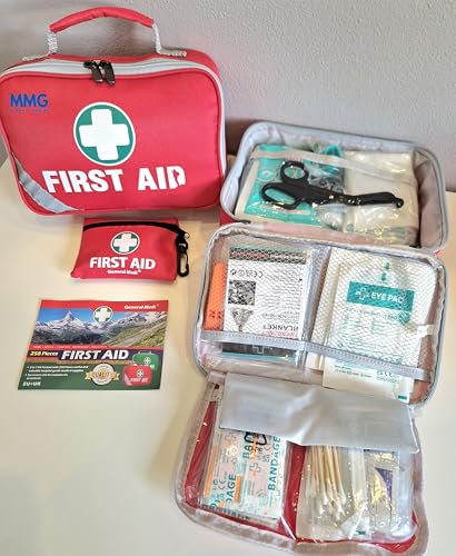258 pezzi, KIT COMPLETO DI PRIMO SOCCORSO PROFESSIONALE PORTATILE per Casa, Auto, Moto, Scooter, Barca, Viaggio, Trekking, e Campeggio
