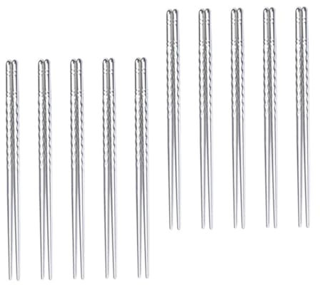 OKUMEYR 10pezzi Pz Bacchette Riutilizzabili Acciaio Inossidabile Con Design Spirale Bacchette Leggere e Antiscivolo Per Cene Asiatiche e Sushi