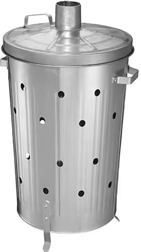 raxter 90 Litre Extra Large Galvanised Metal Incinerator, Garden Rubbish Fire Wood Burner