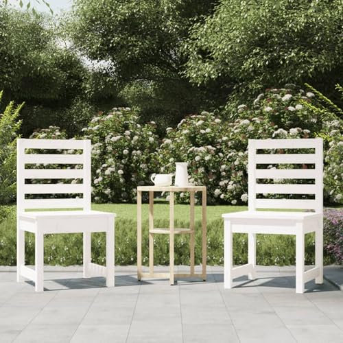 Xichuzi Gartenstühle 2 STK. Weiß 40,5x48x91,5 cm Massivholz Kiefer, Gartenmöbel, Terrassenstühle, Balkon Sessel, Balkon Stühle, Balkonstuhl, Garten Stühle Für Draussen - 824026