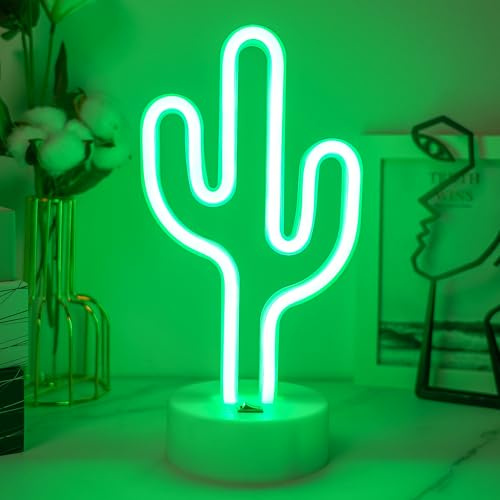 Kaktus-Neonschild, Schlafzimmer-Nachtlicht, Batterie/USB, Grün LED-Nachtlichter für Zimmer, Party, Hochzeit, Geburtstag, Festival, Dekoration