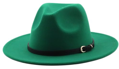 HEYANN Fedora hatt herr hatt filthatt med brett brätte män klassisk hatt Panamahatt damer filt trilby hatt män för fest, Gräsgrön, L