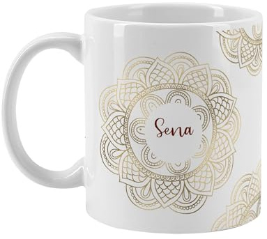 Herz & Heim® Personalisierte Tasse Ramadan – Bedruckt mit Wunschname – Geschenk für Ramadan & Eid – Keramiktasse mit festlichem Design (Mandala)