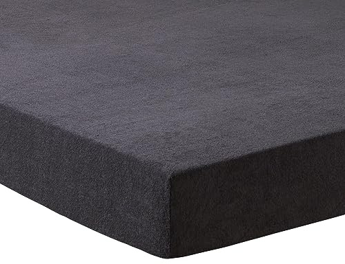 TRAUMSCHLAF Frottee Spannbettlaken für Massageliegen und Behandlungsliegen - elastischer Liegenbezug mit Rundumgummi - ca. 65x190 cm, anthrazit