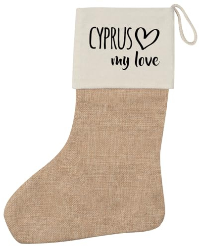 Huuraa Weihnachtsstrumpf Cyprus My Love Geschenk Beige Jute Cyprus Geschenkidee