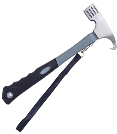 Hammer Für Heringe Campinghammer Leichter Zelt Hammer Mit Auszieher Robuster Kohlenstoffstahl Zeltheringhammer Mit Kordelzug, Ergonomischem Soft-Griff & Haken Für Camping Outdoor Befestigung Wandern