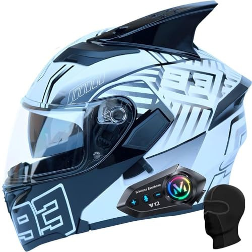 Casco Modular de Motocicleta con Bluetooth, homologado por ECE, abatible, Integral, con Doble Visera antivaho, Forro Lavable y Sistema de ventilación for Adultos, Hombres y Mujeres.(G,M 57~58CM)